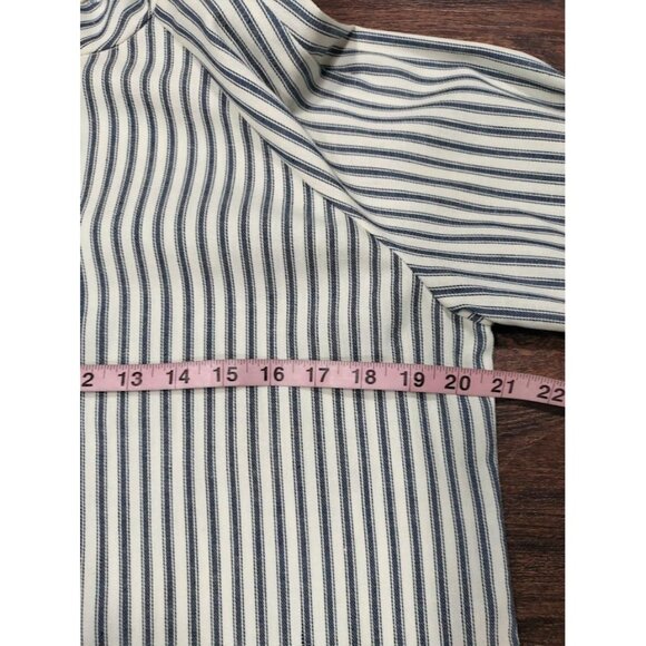 Vintage 70's Gertrude Davenport Striped Half Sleeve Buttoned Sleep Shirt Blue M - Picture 7 of 8